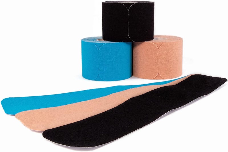 Axion Kinesiology Tapes PRECUT Mix Set | 60 Pre-Cut Multicolored Sport Tape Strips 10 x 2 in - on 3 Rolls | Waterproof • Skin-Friendly • Elastic | Kinesiology Tapes Ideal for Sports - Image 1